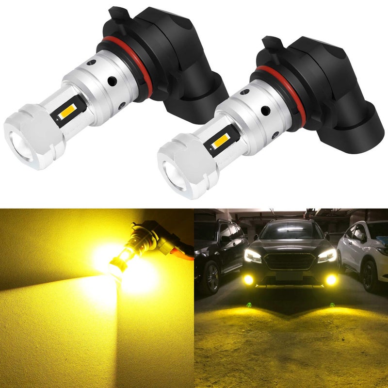 PHINLION 9006 Yellow Fog Light Bulbs 3800 Lumens Super Bright HB4 9006LL LED Bulb Replacement for Car Truck SUV Fog Lights or DRL Lamps, 3000K Golden Yellow, Pack of 2 - Image 1